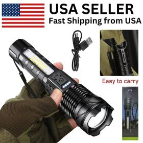 Super Bright White LED Flashlight Rechargeable Zoomable Torch Camping lamp (Quantity: 1 set)